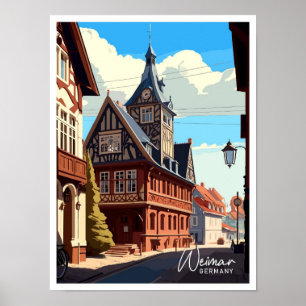 Reise-Illustration Weimar Deutschland Vintage Poster