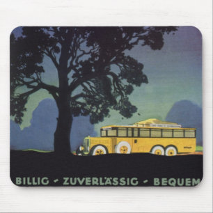 Reise im alten Stil, Deutschland, gelber Bus in de Mousepad