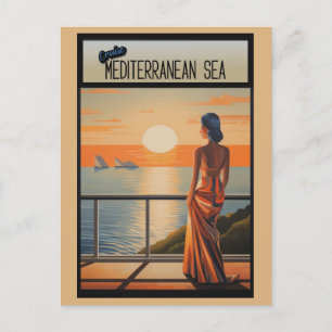 Reise im Mittelmeer Vintage Kreuzfahrt Postkarte