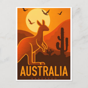 Reise im Retro-Stil Australien Känguru Australie Postkarte