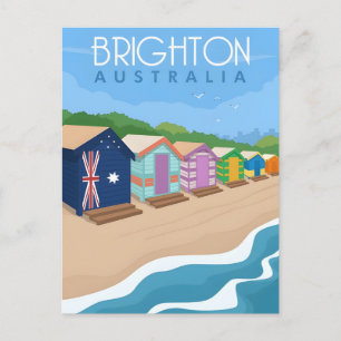 Reise im Retro-Stil Brighton Australien australie Postkarte