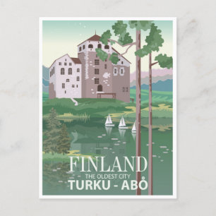 Reise im Retro-Stil Finnland Turku-Abo Lappland Postkarte