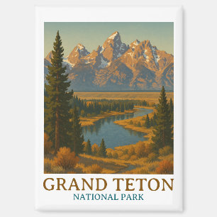 Reise im Stil der alten Grand Teton National Park Magnet