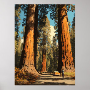 Reise im Stil der alten Zeit zum Redwood-Nationalp Poster