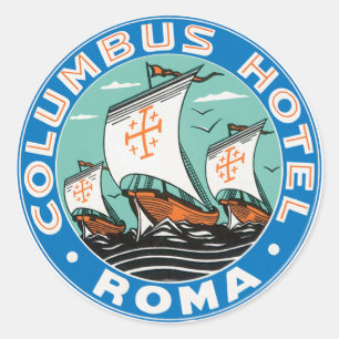 Reise im Stil der Vergangenheit, Columbus-Hotel in Runder Aufkleber