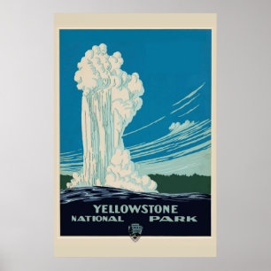 Reise im Stil der Vergangenheit durch den Yellowst Poster
