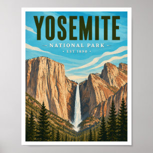 Reise im Stil der Vergangenheit durch den Yosemite Poster