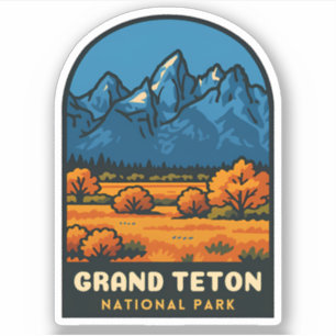 Reise im Stil der Vergangenheit Grand Teton Nation Aufkleber