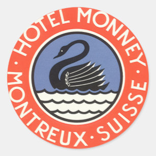 Reise im Stil der Vergangenheit, Hotel Swan Bird M Runder Aufkleber