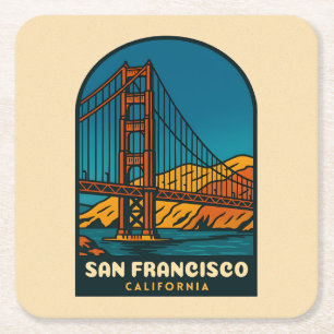 Reise im Stil der Vergangenheit San Francisco Gold Rechteckiger Pappuntersetzer