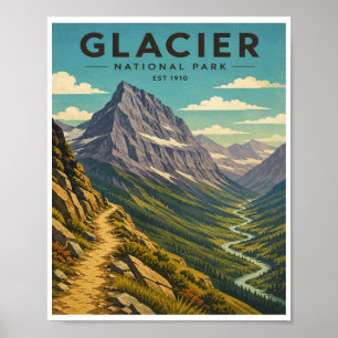 Reise im Stil der Vergangenheit zum Glacier-Nation Poster