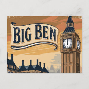 Reise im Stil von Big Ben Vintage Feiertagspostkarte