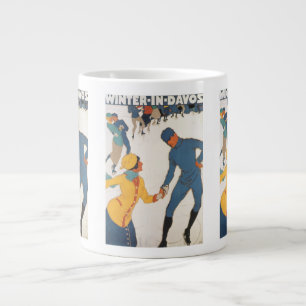 Reise im Vintage-Stil, Art Deco, Winter Davos Schw Jumbo-Tasse