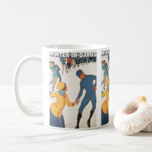 Reise im Vintage-Stil, Art Deco, Winter Davos Schw Kaffeetasse