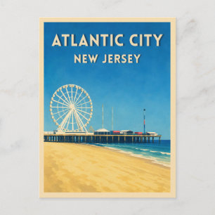 Reise im Vintage-Stil Atlantic City New Jersey Küs Postkarte