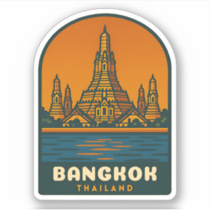 Reise im Vintage-Stil Bangkok Thailand Retro-Grafi Aufkleber
