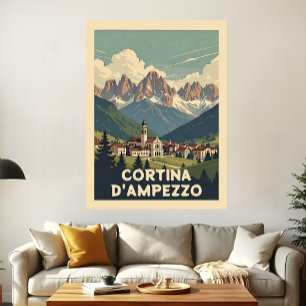 Reise im Vintage-Stil Cortina d'Ampezzo Retro-Land Poster