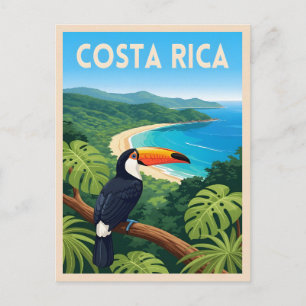 Reise im Vintage-Stil Costa Rica Naturstrand Retro Postkarte