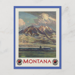 Reise im Vintage-Stil durch Montana mit dem Zug Postkarte