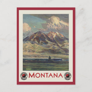 Reise im Vintage-Stil durch Montana mit dem Zug Postkarte