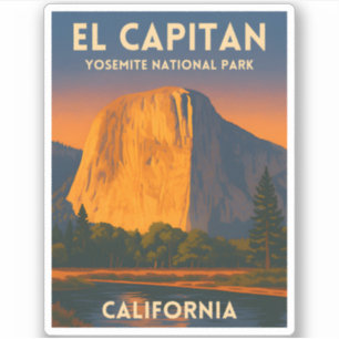 Reise im Vintage-Stil El Capitan Yosemite National Aufkleber