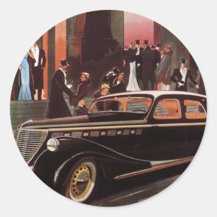 Reise im Vintage-Stil, elegante Stretch-Limo-Limou Runder Aufkleber