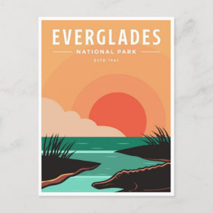 Reise im Vintage-Stil Everglades National Park Flo Postkarte