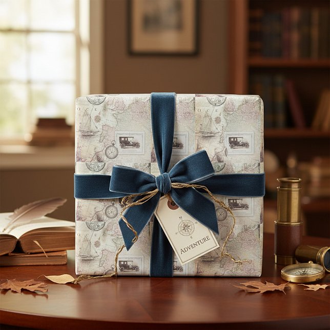 Reise im Vintage-Stil  Geschenkpapier (Von Creator hochgeladen)
