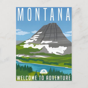 Reise im Vintage-Stil Glacier-Nationalpark Montana Postkarte