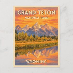 Reise im Vintage-Stil Grand Teton National Park So Postkarte