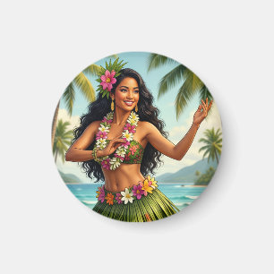 Reise im Vintage-Stil Hawaiian Hula Girl Magnet