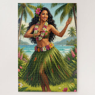 Reise im Vintage-Stil Hawaiian Hula Girl Puzzle