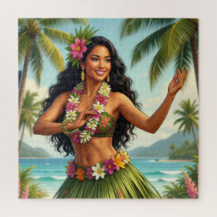 Reise im Vintage-Stil Hawaiian Hula Girl Puzzle