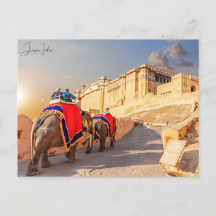 Reise im Vintage-Stil Jaipur Indien Farbiger Rajas Postkarte