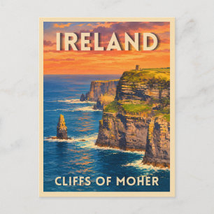 Reise im Vintage-Stil Klippen von Moher Irland Lan Postkarte
