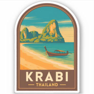 Reise im Vintage-Stil Krabi Thailand Railay Beach Aufkleber