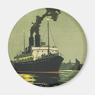 Reise im Vintage-Stil, Kreuzfahrtschiff in einem H Magnet