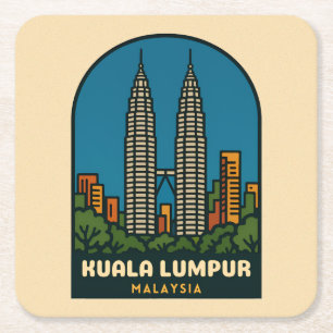 Reise im Vintage-Stil Kuala Lumpur Malaysia Retro- Rechteckiger Pappuntersetzer