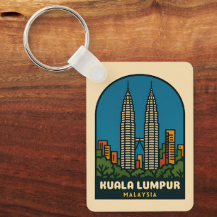 Reise im Vintage-Stil Kuala Lumpur Malaysia Retro- Schlüsselanhänger