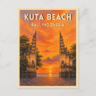 Reise im Vintage-Stil Kuta-Beach-Sonnenuntergang B Postkarte