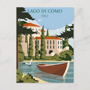 Reise im Vintage-Stil Lago di Como Italien Lombard Postkarte
