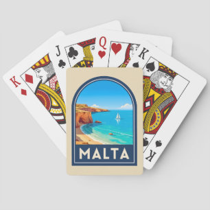 Reise im Vintage-Stil Malta Küstenlandschaft Retro Spielkarten
