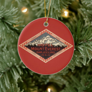 Reise im Vintage-Stil, Mount Everest, Darjeeling I Keramikornament