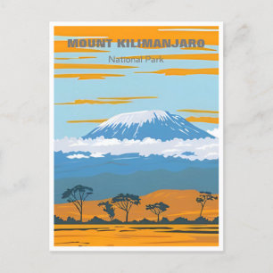 Reise im Vintage-Stil Mount Kilimanjaro Tansania A Postkarte