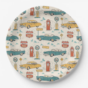 Reise im Vintage-Stil Muster (1) Pappteller