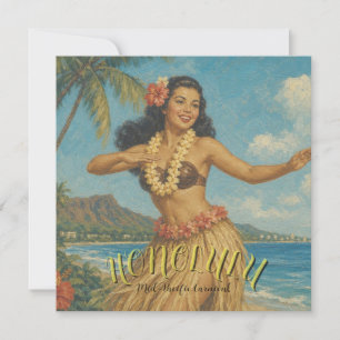 Reise im Vintage-Stil nach Hawaii Feiertagskarte