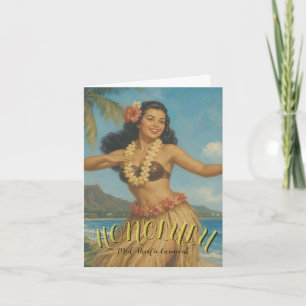 Reise im Vintage-Stil nach Hawaii Feiertagskarte