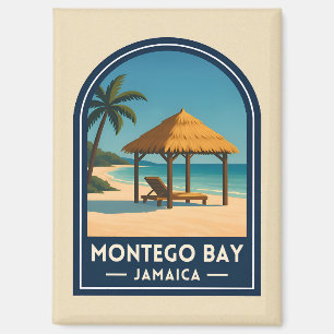 Reise im Vintage-Stil nach Montego Bay Jamaika Str Magnet