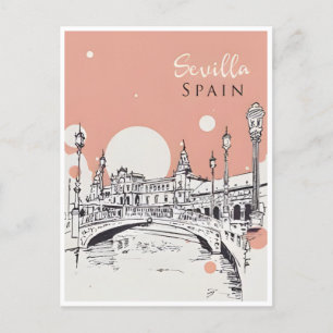 Reise im Vintage-Stil nach Sevilla Spanien Stadt T Postkarte