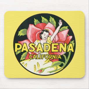Reise im Vintage-Stil, Pasadena Kalifornien, Dame  Mousepad